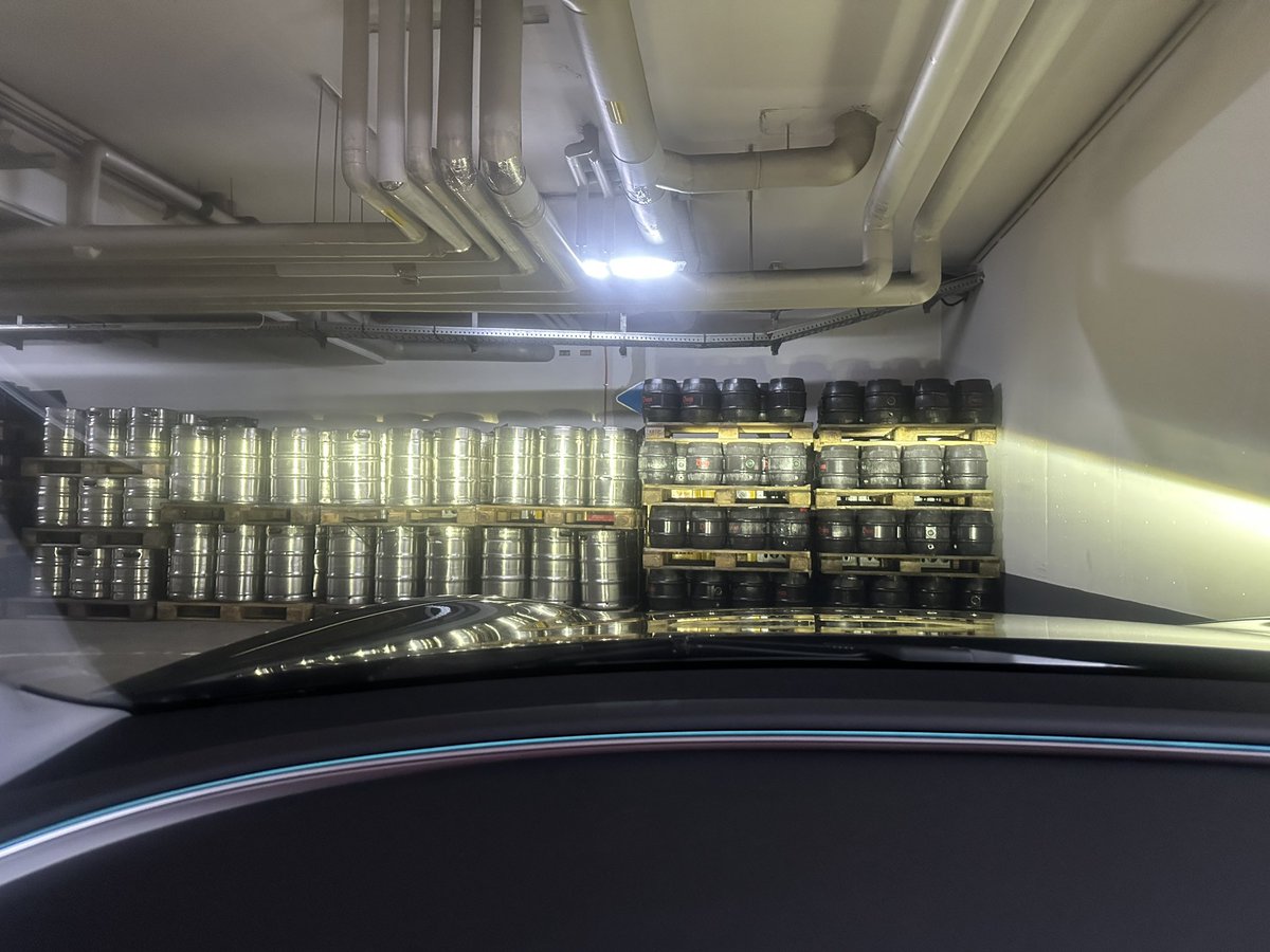 When you leave the parking garage of a random hotel in Germany :p 
Yes thats all beer barrels, no, nobody steals them.  #beer