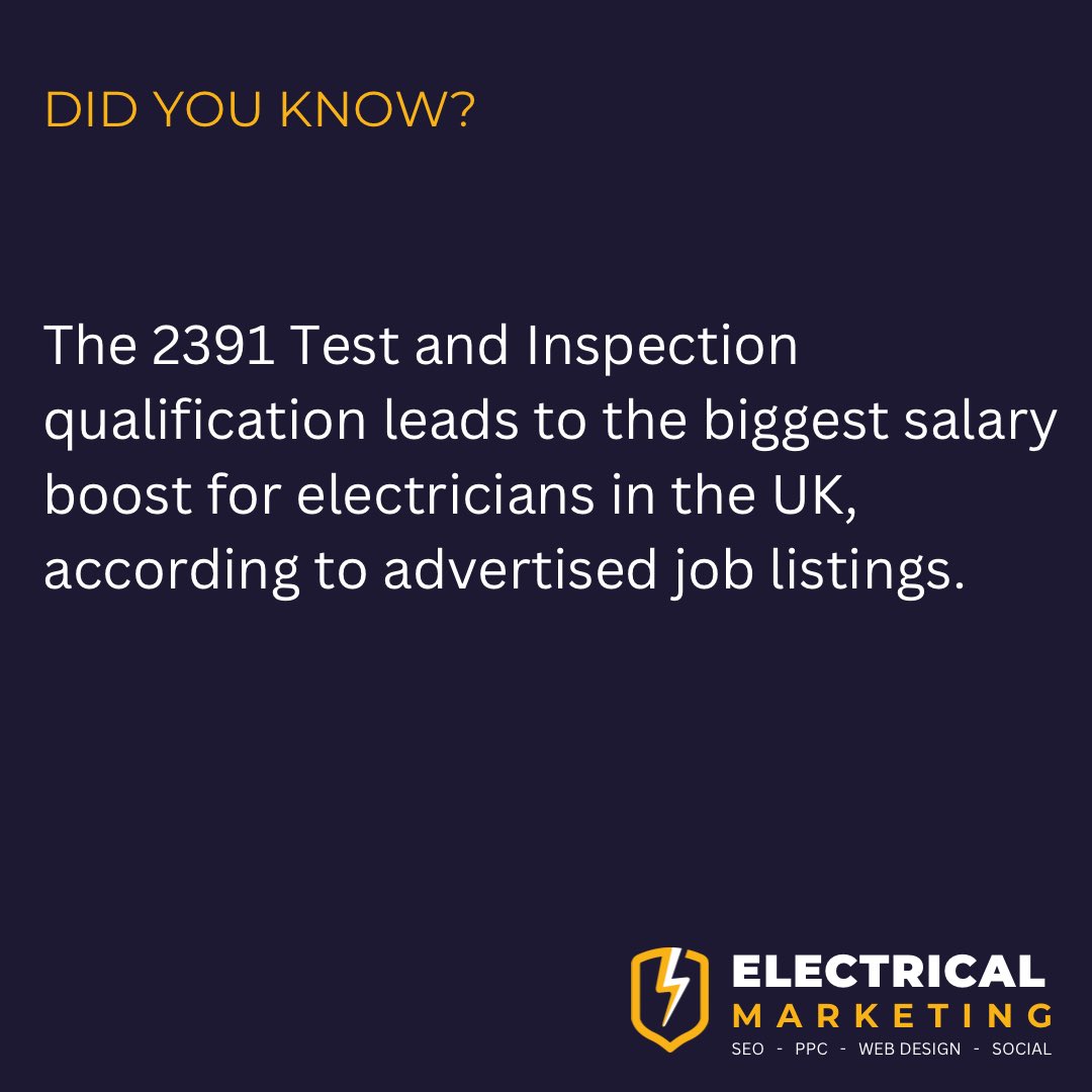 Elecmarketing_'s tweet photo. Which qualification helped you boost your earnings the most?

#testandinspecting #testandinspect #electricaltesting #qualifications #electricalquals https://t.co/Gk0yNgSYC6
