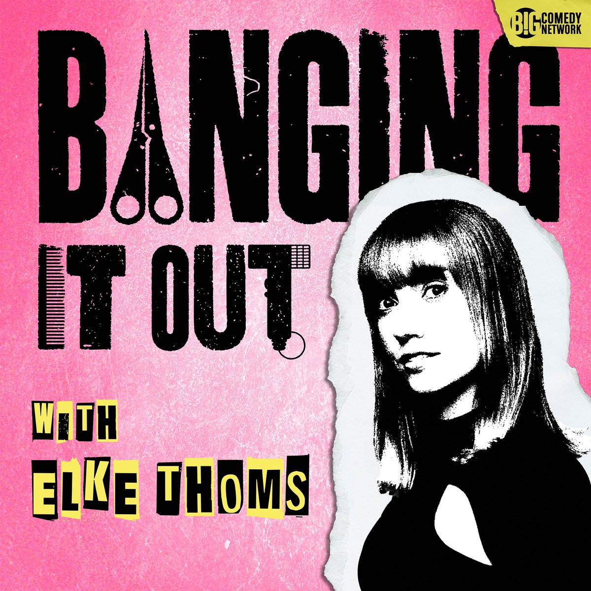 elkethoms's tweet photo. HOLD ON TO YOUR BANGS because my brand new podcast, “Banging It Out with Elke Thoms” premieres on @ilovebigcomedy this Saturday, February 15. We’ve all heard about getting bangs after a breakup, but is that really why you got them? https://t.co/mwnzkIaBJh