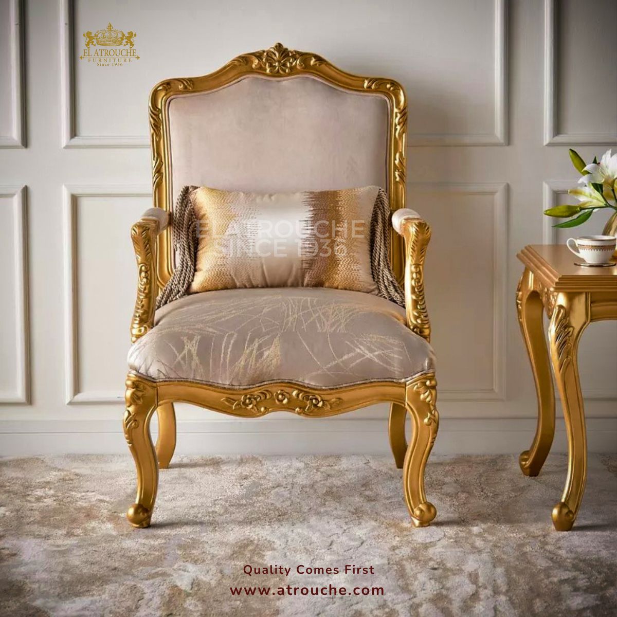 ElAtrouche's tweet photo. Where quality meets comfort.
 Sink into the plush embrace of this @el_atrouche_furniture 
masterpiece and experience the difference that generations of dedication make. 
Visit https://t.co/cdC9TM0ijf and furnish your home with enduring beauty. #ElAtrouche #QualityFurniture #اثاث https://t.co/xnIiKSY1b1