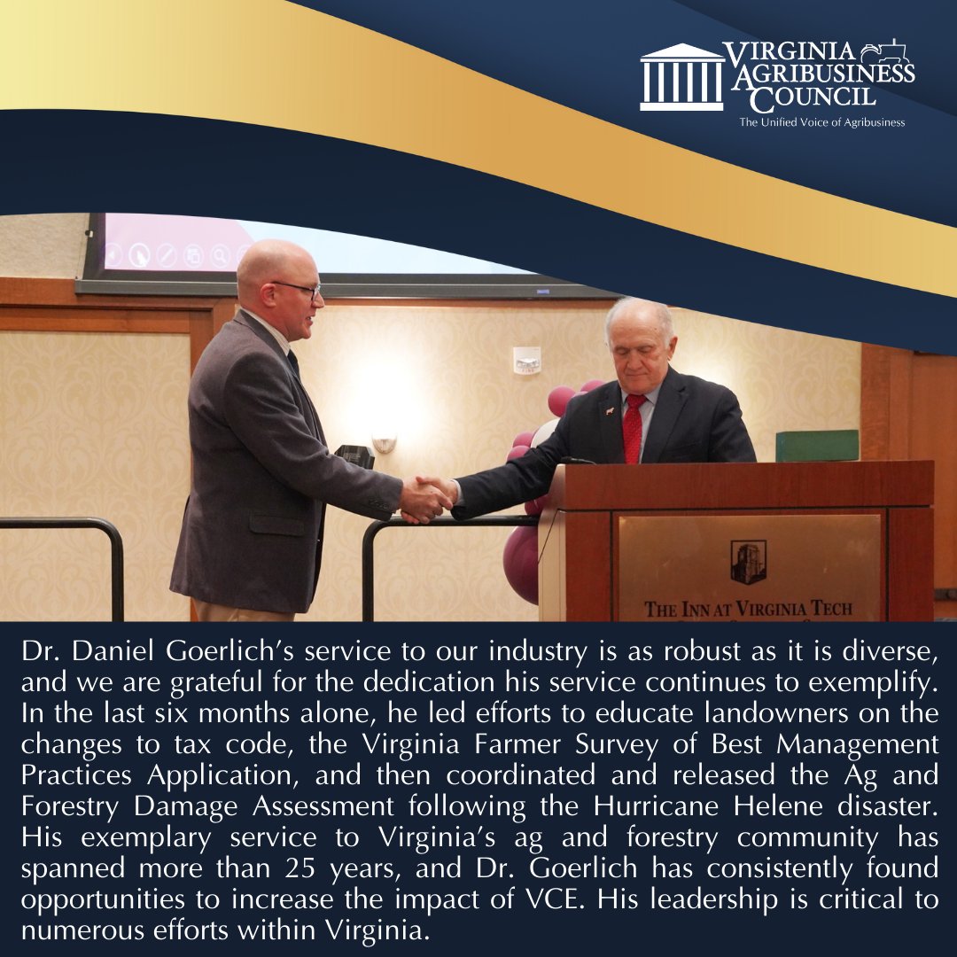 Agribusiness Council (@vaagribiz) on Twitter photo We are pleased to announce the 2025 recipients of the Land Grant University Award: The Virginia Cooperative Extension Agents from the Southwest VA District, as well as Dr. Daniel Goerlich, Associate Director of Virginia Cooperative Extension. <a href="/VACoopExt/">Virginia Cooperative Extension</a> We are pleased to announce the 2025 recipients of the Land Grant University Award: The Virginia Cooperative Extension Agents from the Southwest VA District, as well as Dr. Daniel Goerlich, Associate Director of Virginia Cooperative Extension. <a href="/VACoopExt/">Virginia Cooperative Extension</a>