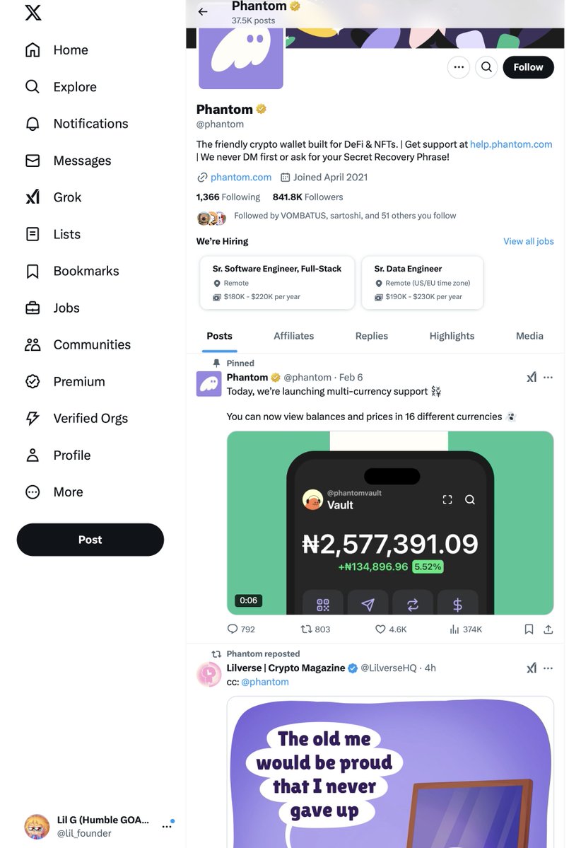 lil_founder's tweet photo. Lilverse is on the main @phantom page?

Interesting... https://t.co/OhCnEBWXoq