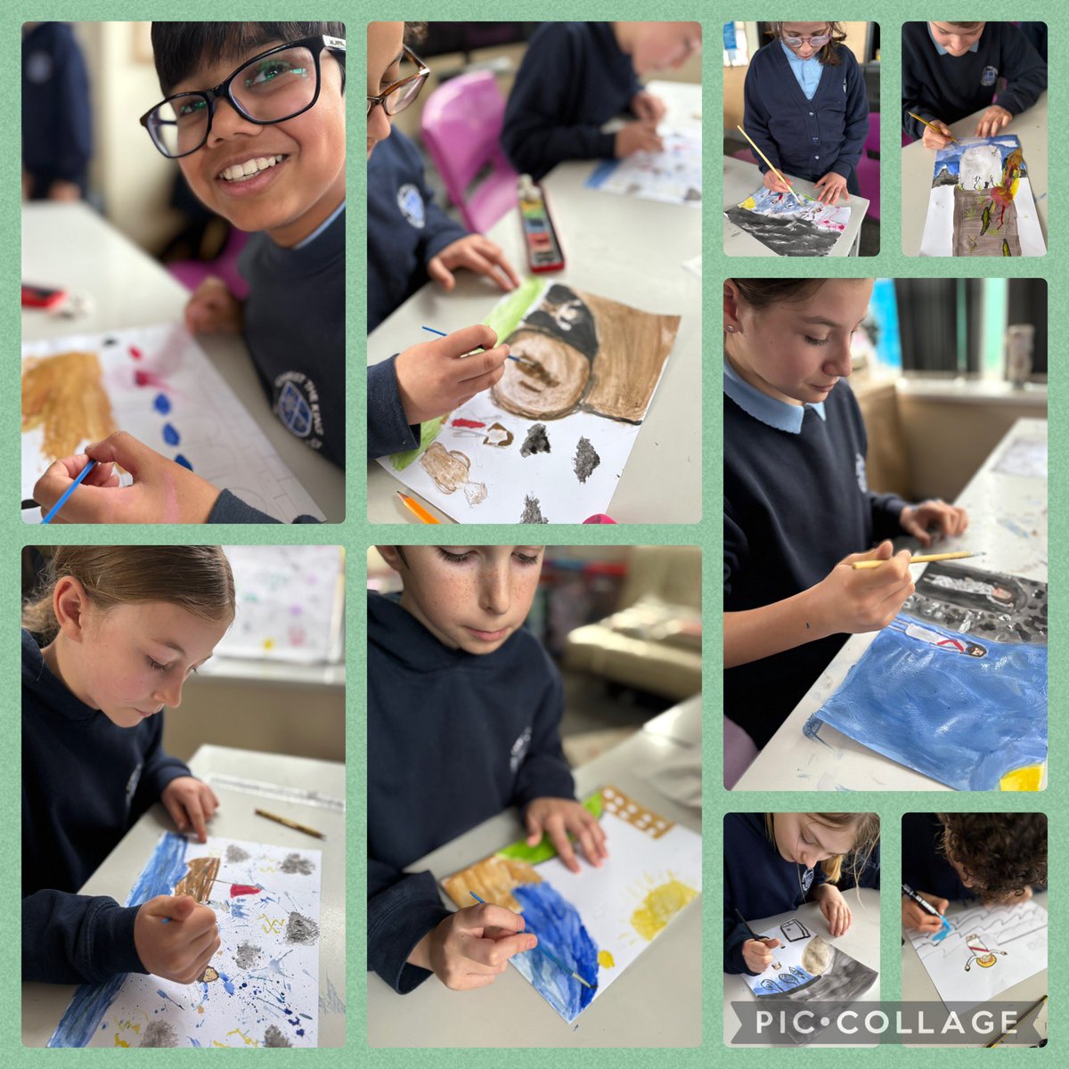 ctkprmcardiff's tweet photo. #CTKCardiffYr6 📢 Year 6 have been getting creative! 🎨✨ They’ve been working on amazing artwork showing the 7 miracles of Jesus from John’s Gospel. From turning water into wine to walking on water, their work brings these stories to life! 🙌 #Branch3 @CAFODSchools #7signs https://t.co/2VBMqdhcCg