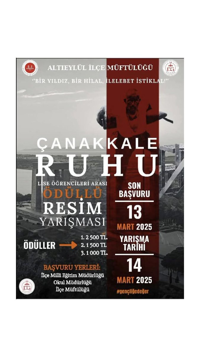 ♦️LİSE ÖĞRENCİLERİ ARASI ÖDÜLLÜ RESİM YAPMA YARIŞMASI
✅Yarışma Usul ve Esaslarıyla ilgili Gerekli Bilgi için:  balikesir.diyanet.gov.tr/.../contentdet…...