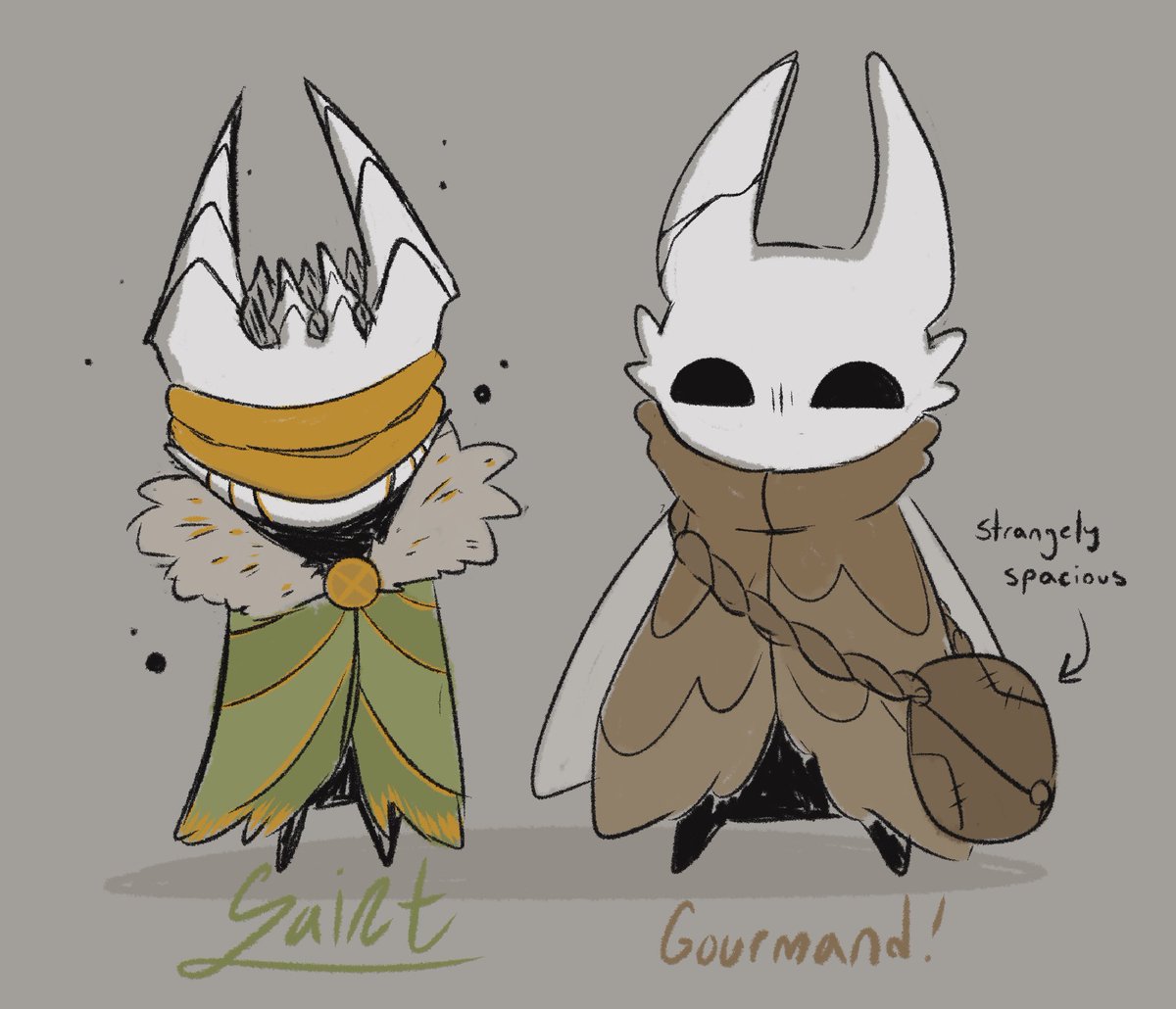 CriteSpranb3rry's tweet image. The canon slugcats as Hollow Knight vessels!! (1/2)
#rainworld #rainworldfanart #hollowknight #hollowknightfanart