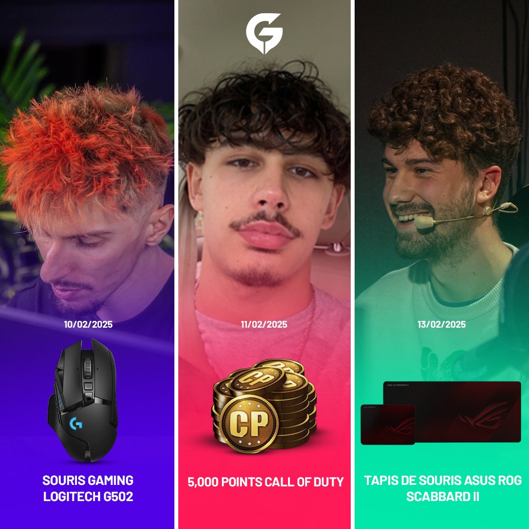 On est reparti pour une semaine remplie de challenges ! 🔥 

🖱️ Aujourd'hui : <a href="/Astrofyke_/">♦️♠️ Astrofyke ♣️♥️</a> - Souris Logitech G502
🪙 Mardi : <a href="/ReYoZeRR/">ReYoZ</a> - 5000 Points Call Of Duty
🖥️ Jeudi : <a href="/Dentoz_/">BK ROG Dentoz</a> - Tapis de souris Asus ROG Scabbard 2

Pour participer, le lien est en commentaire 👇