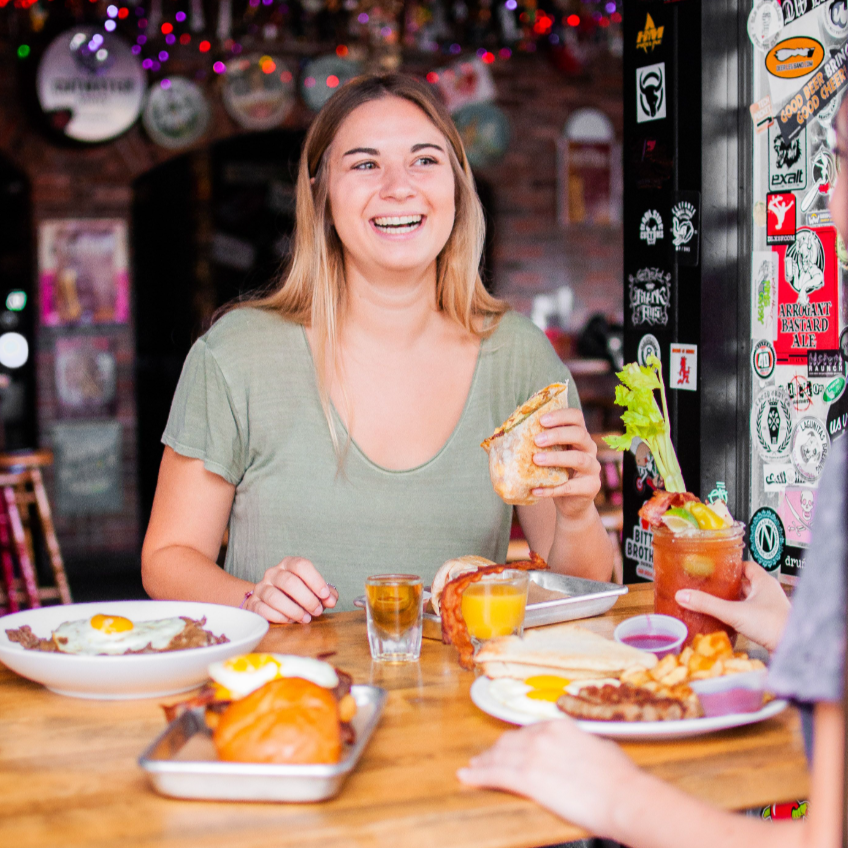 🍳🥓 WAKE UP &amp; SOAK UP THAT HANGOVER. Chiefs fans, we’re sorry (kinda). Eagles fans, congrats! Either way—Bloody Marys are STACKED, mimosas are FLOWIN’, and brunch is here to help you CELEBRATE or DROWN YOUR SORROWS. Get in here. 🤘