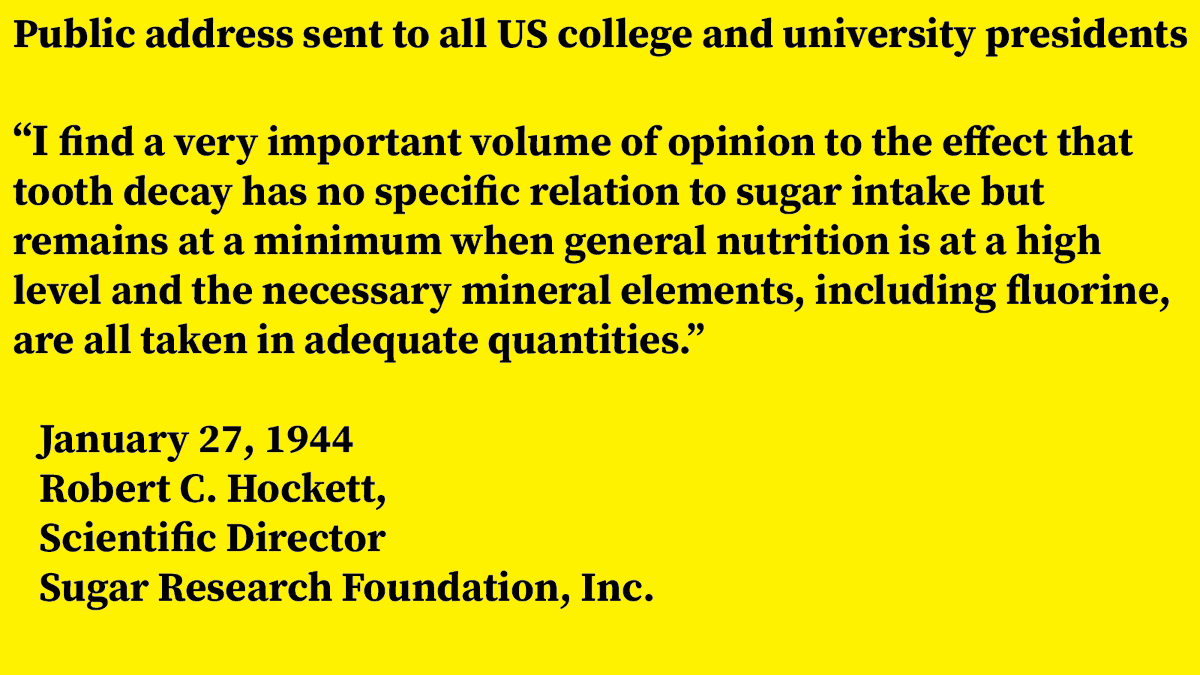 hujoel's tweet photo. The Sugar Research Institute was the first organization to promote fluoride as an essential nutrient. The scientific council at American Dental Association (ADA) had the opposite position - that the potential harms of fluoride outweighed its benefits. https://t.co/q9FxJR5pCp