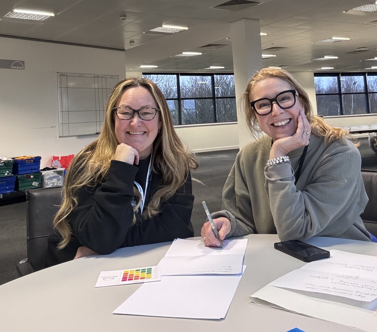 Two happy ladies, celebrating a hard days work, at their new desk, in their new office!! Thank you to our amazing network of cheerleaders, funders and volunteers, we plan to make big things happen in this beautiful space! <a href="/StockportMBC/">Stockport Council</a> <a href="/StChadsRomiley/">St Chads Romiley</a> <a href="/PaulCKSedulo/">Paul Cheetham-Karcz</a> <a href="/OneStockport/">One Stockport</a>