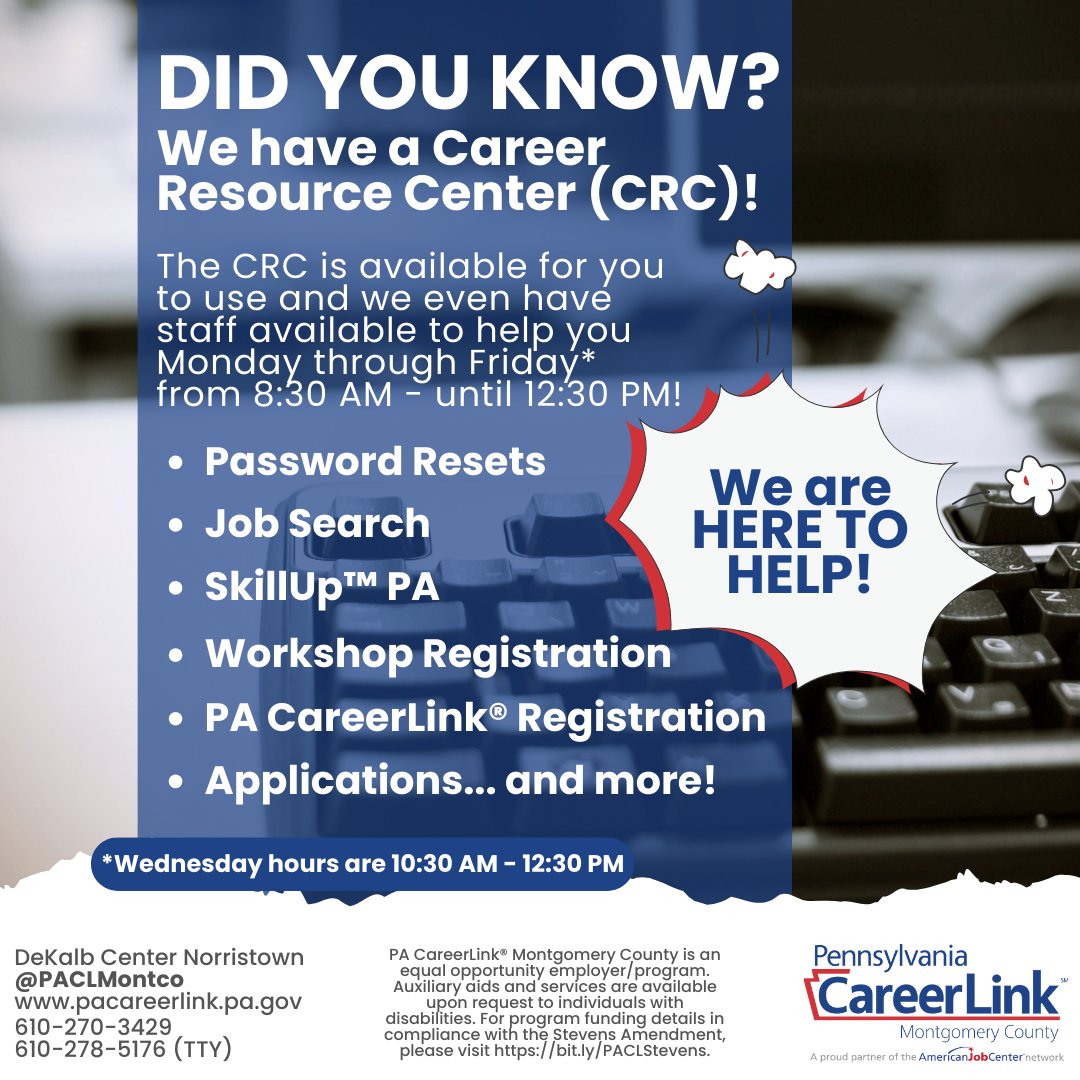 This week's issue of MontcoLinks has hot jobs, hiring events (including one tomorrow!), a last call to register for On-the-Road at Senator Collett's Office in Fort Washington, and lots more. 

Check it out --> conta.cc/42MrDUb

#HereToHelp #Career #Skills #JobsNearMe