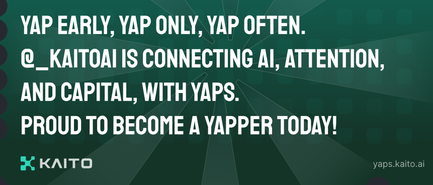 Farm #airdrop token #YAPS in @_kaitoai

Today, #KAITO opened access for everyone users!!!

Publish posts on Twitter and earn points #YAPS

Link Registration yaps.kaito.ai/referral/41727…

#Kaito #CryptoAI #YAPS #_kaitoai