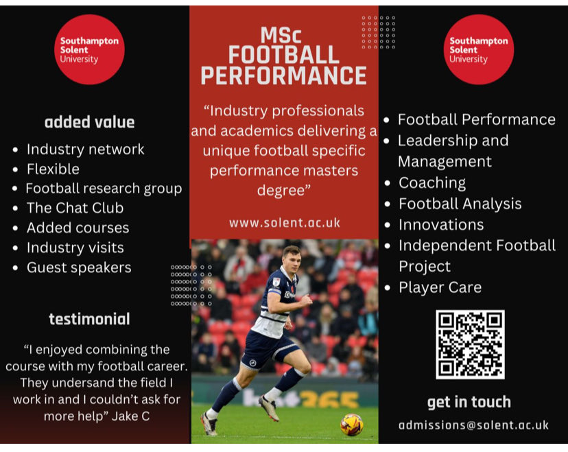 BSc Football Studies & MSc Football Performance (@football_bsc) on Twitter photo Here we go! Brilliant new taught MSc Football Performance course to add to our football pathway <a href="/SolentUni/">Southampton Solent University</a>. Starting this September, our course has been developed from industry for those wanting to work in industry. Exciting times and interest is high📕👏⚽️ Here we go! Brilliant new taught MSc Football Performance course to add to our football pathway <a href="/SolentUni/">Southampton Solent University</a>. Starting this September, our course has been developed from industry for those wanting to work in industry. Exciting times and interest is high📕👏⚽️