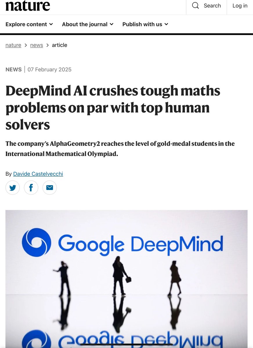 hmardiris's tweet image. Η #AI της #DeepMind μπορεί να αντιμετωπίσει μαθηματικά προβλήματα στο ίδιο επίπεδο με τους κορυφαίους ανθρώπινους λύτες.
Το #AlphaGeometry 2 φέρεται να μπορεί να ξεπεράσει τον μέσο όρο των χρυσών μεταλλίων στη Διεθνή Μαθηματική Ολυμπιάδα