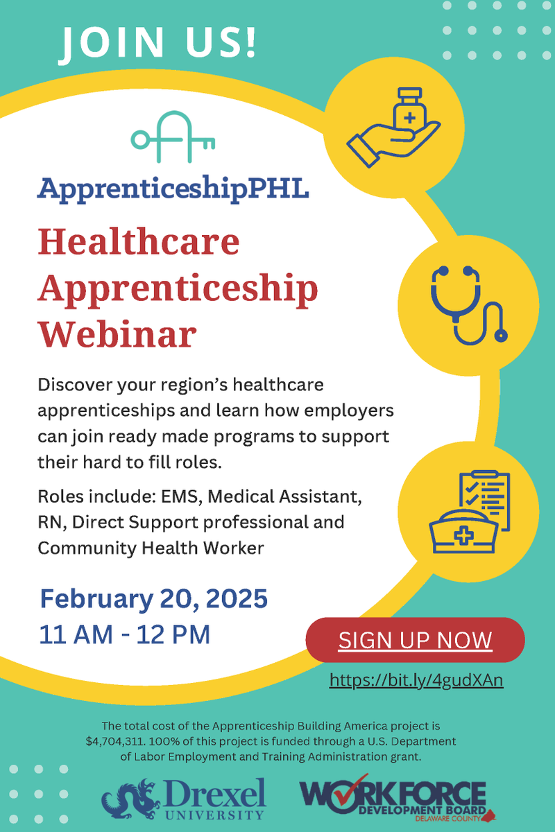 HR, Operations, and Csuite  healthcare leaders! Join our Healthcare Apprenticeship Webinar on Feb 20, 2025, 11 AM - 12 PM. Join a program to build skilled workforce pipelines &amp; boost retention. . 👉 Sign Up Today bit.ly/4gudXAn 
#Healthcare #Recruitment #Apprenticeship