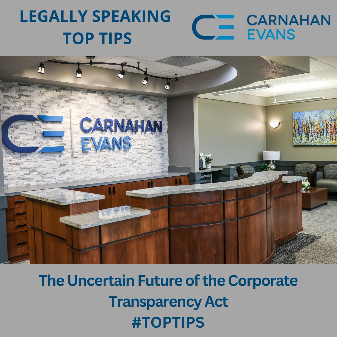 SGFChamber's tweet image. This #TopTips article by Brett A. Hodges of Carnahan Evans discusses the ongoing legal &amp;amp; regulatory developments surrounding the Corporate Transparency Act. 

To learn more read the full article: carnahanevans.com/the-uncertain-…