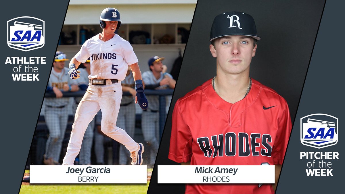 SAA Sports (@saa_sports) on Twitter photo SAA Baseball Report – February 10, 2025
Athlete of the Week - Joey Garcia, Berry
Pitcher of the Week - Mick Arney, Rhodes
🔗 ow.ly/qhgf50UX120 SAA Baseball Report – February 10, 2025
Athlete of the Week - Joey Garcia, Berry
Pitcher of the Week - Mick Arney, Rhodes
🔗 ow.ly/qhgf50UX120
