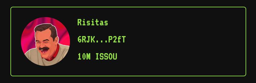🔥 WE JUST BURNED 10 MILLION $ISSOU - LESS ISSOU ON THE MARKET NOW. THE MORE WE GO HIGH THE MORE WE WILL BURN BE READY FOR SCARCITY 🔥

solscan.io/tx/5xuUJ9xYm7U…

#ISSOU #RISITAS #MEMECOIN
