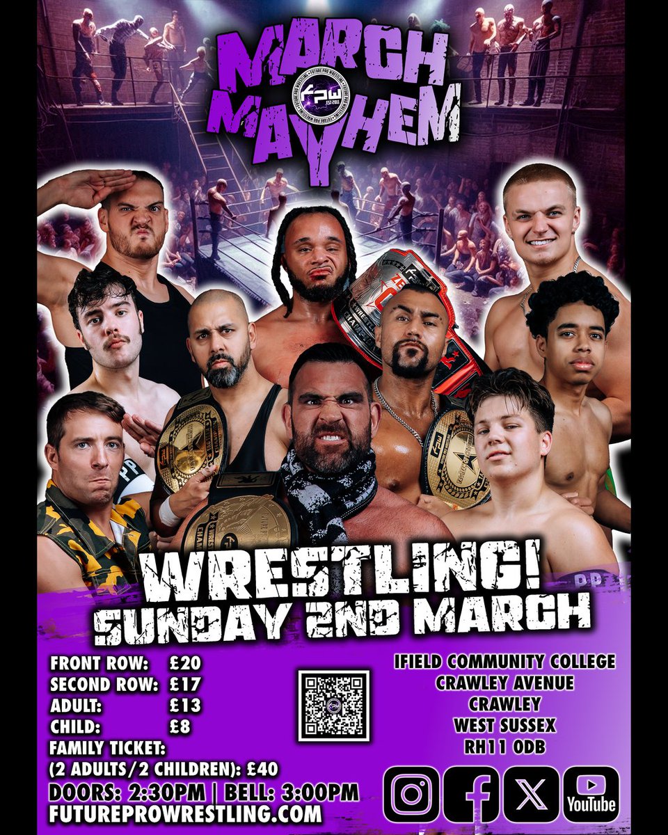 Future Pro Wrestling (@fpwuk) on Twitter photo Live wrestling in #crawley on Sunday March 2nd 2025, <a href="/FPWuk/">Future Pro Wrestling</a> brings you #marchmayhem live from <a href="/ifieldccnews/">Ifieldccnews</a> Ifield Community College, Crawley Ave, Crawley. Tickets available at futureprowrestling.com/tickets-and-me… <a href="/crawleytown/">Crawley Town FC</a> <a href="/Crawley_Obby/">Crawley Observer</a> <a href="/crawley_news/">Crawley - Sussex Live</a> <a href="/CrawleyTownCF/">The Crawley Town Community Foundation</a> Live wrestling in #crawley on Sunday March 2nd 2025, <a href="/FPWuk/">Future Pro Wrestling</a> brings you #marchmayhem live from <a href="/ifieldccnews/">Ifieldccnews</a> Ifield Community College, Crawley Ave, Crawley. Tickets available at futureprowrestling.com/tickets-and-me… <a href="/crawleytown/">Crawley Town FC</a> <a href="/Crawley_Obby/">Crawley Observer</a> <a href="/crawley_news/">Crawley - Sussex Live</a> <a href="/CrawleyTownCF/">The Crawley Town Community Foundation</a>