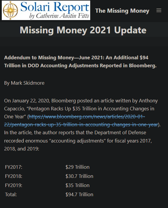 bitblorp's tweet photo. @WallStreetApes In case you weren't aware:

Solari Papers -> $21 trillion missing, '98-'15
Bloomberg article -> $94.7 trillion missing, '17-'19 https://t.co/FnWkJM1odu