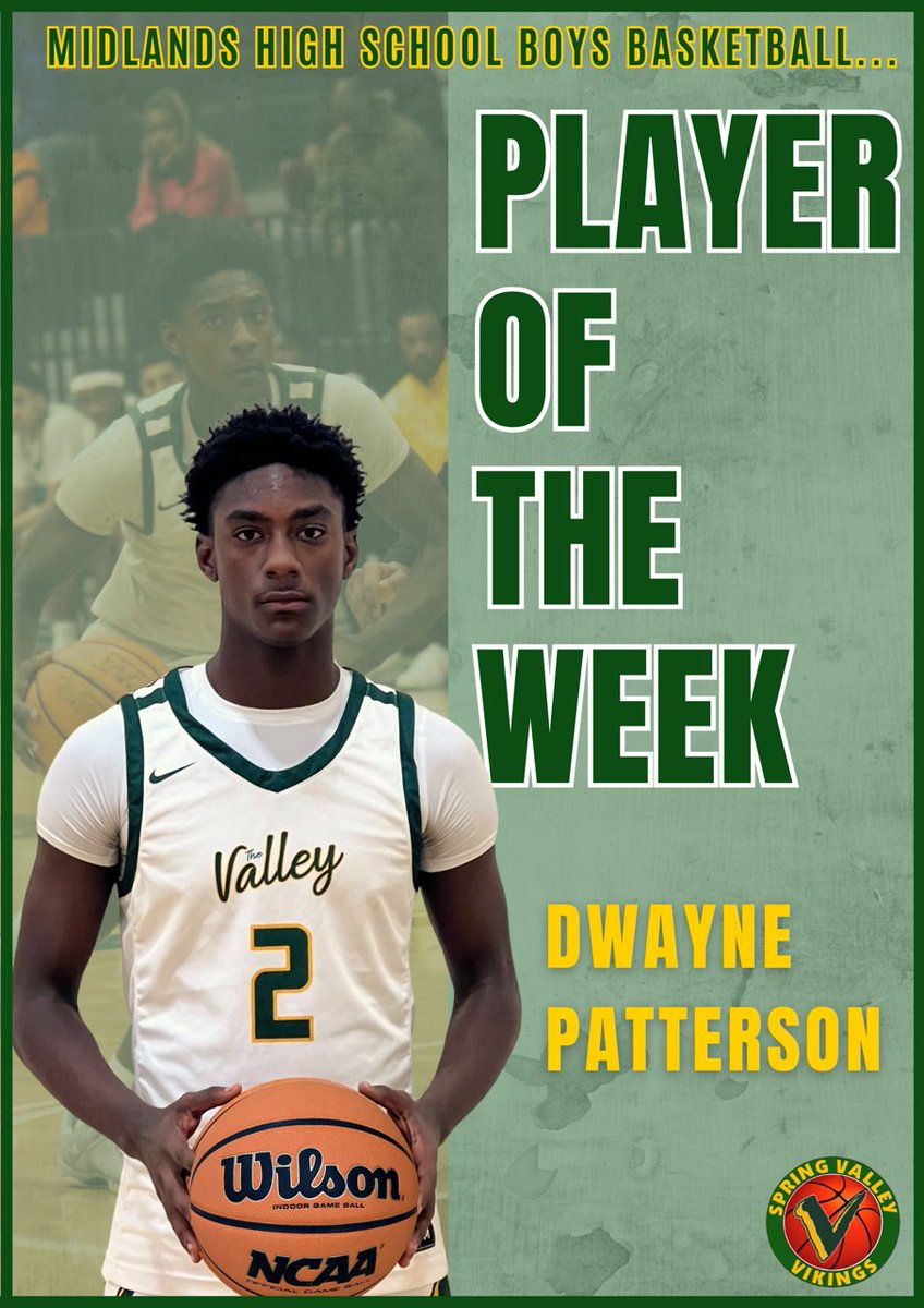 Congratulations to Class of '26, Dwayne Patterson for being nominated last week's Midlands high school player of the week.
