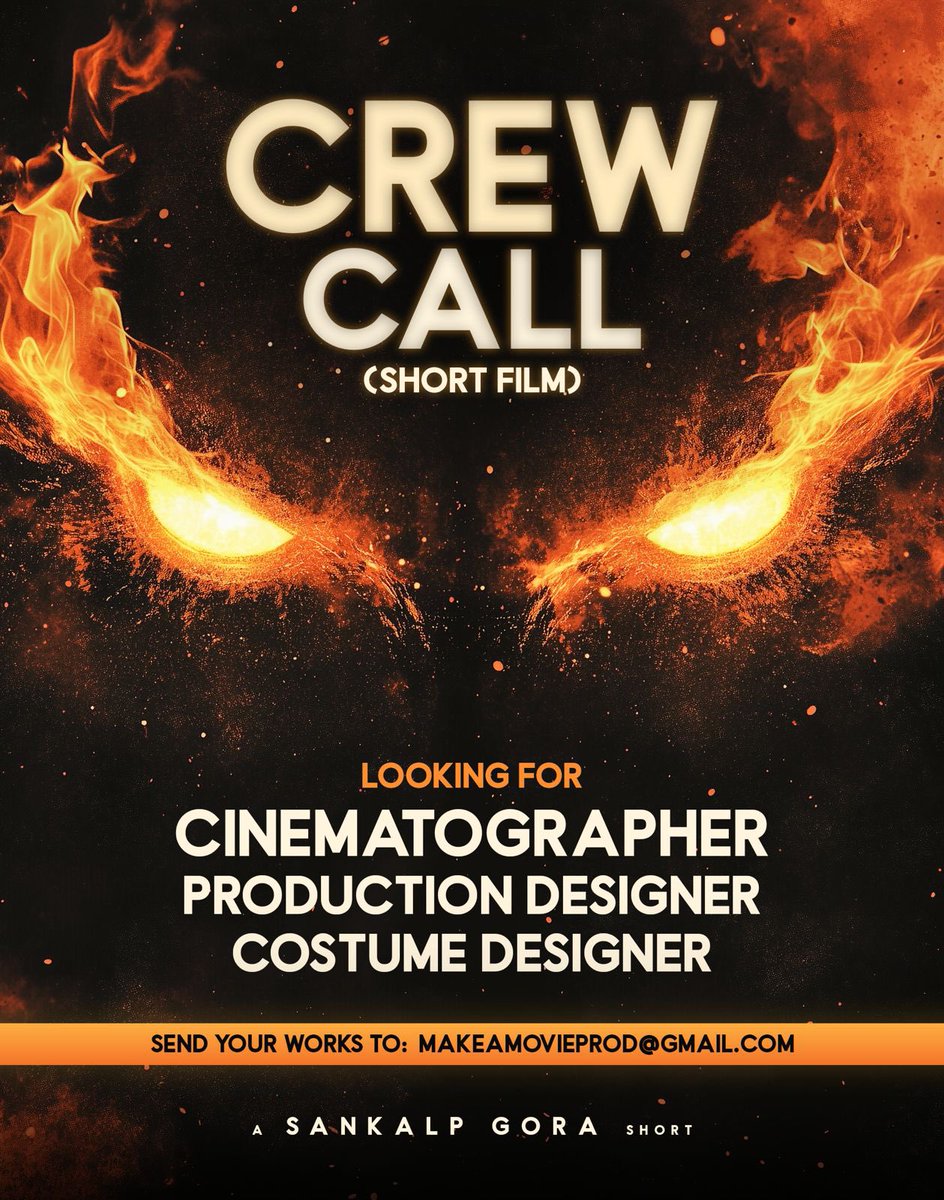 SankalpGora's tweet image. 🚨 Crew Call! 🚨
We’re making an ambitious short film and need passionate, fearless creatives on board. 

Want to be a part of this madness? 
Send your works to: 
📩 makeamovieprod@gmail.com 

#CrewCall #TeluguShortFilm