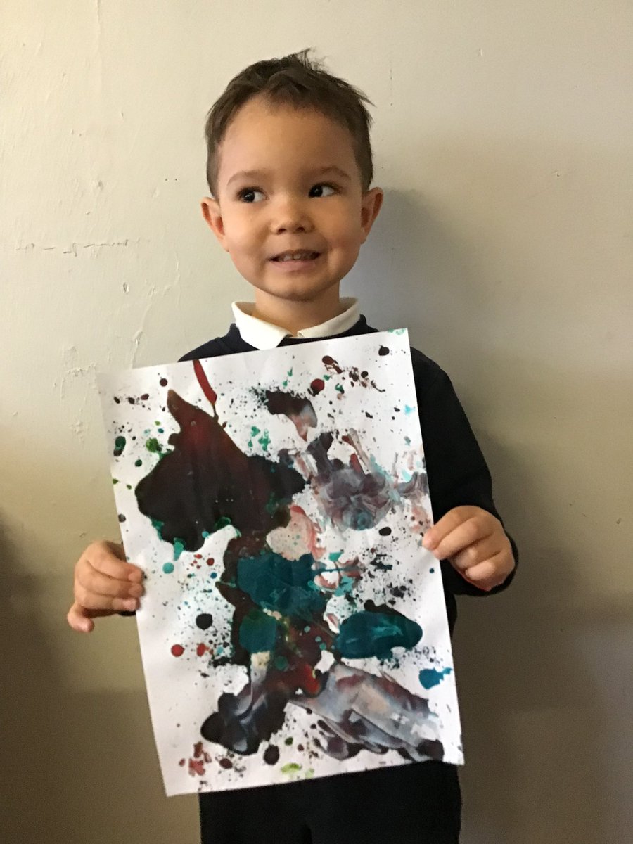 GA_Bury's tweet photo. Nursery loved creating splashes and splats in the style of Jackson Pollock #NurseryGA #ArtEdGA https://t.co/XeDuZWCVIw