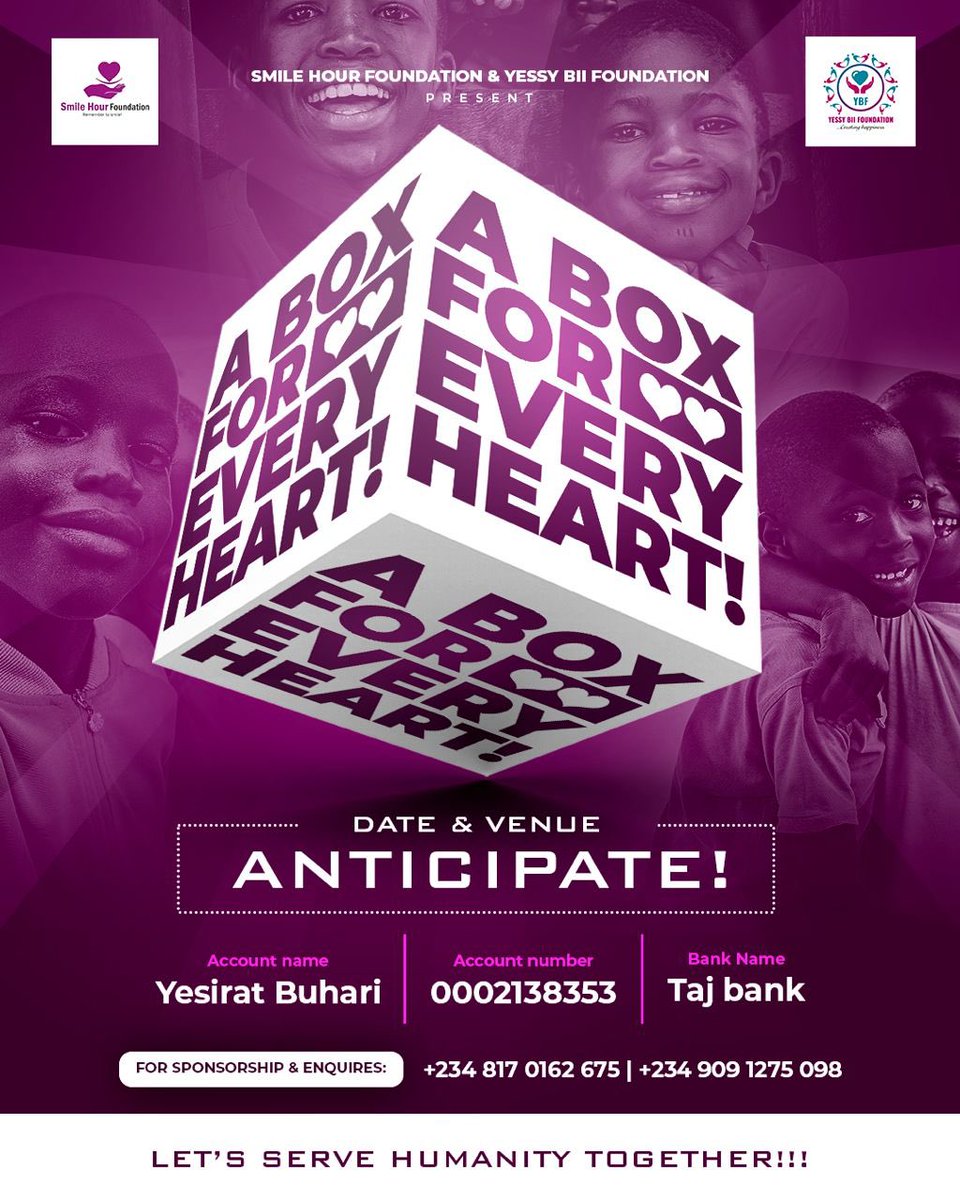 Good Evening 💜

We hope you’re doing well ? 
It’s that time of the year where we seek for your support to serve humanity 😌

We’ve always appreciated your support over the year and we look forward to doing this with you this year again.