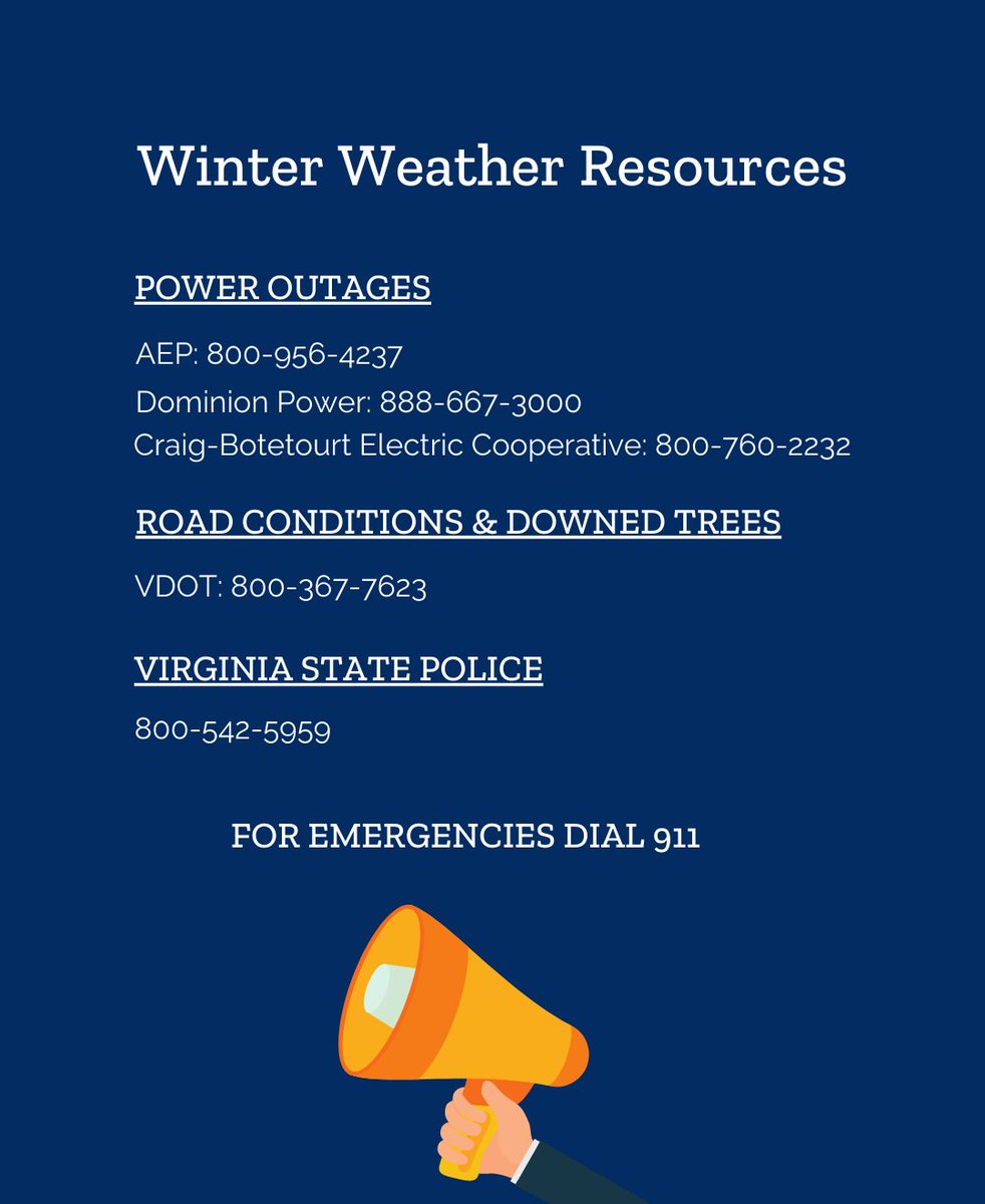 Winter weather is heading our way - here are the details along with some winter weather resources. 
botetourtva.gov/CivicAlerts.as…