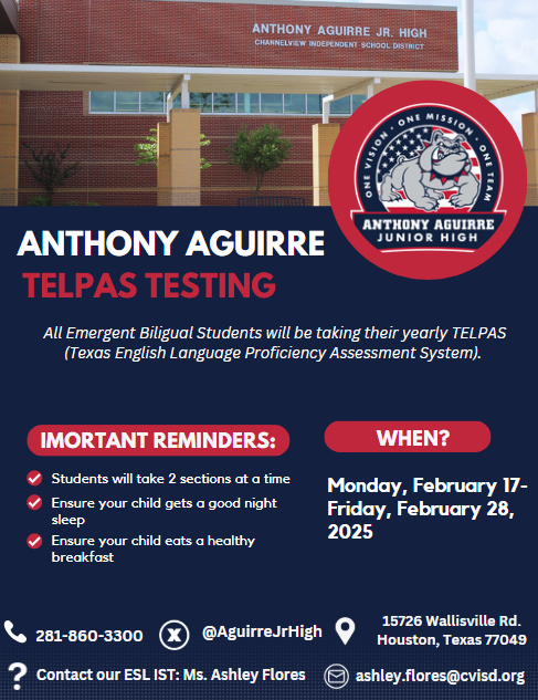TELPAS Testing will take place starting Monday, Feb. 17. We know our scholars are prepared for their test and will do great. Attendance matters! Help your scholar succeed by ensuring they get rest, eat breakfast, and arrive on time. #BulldogNation ❤️🐾
