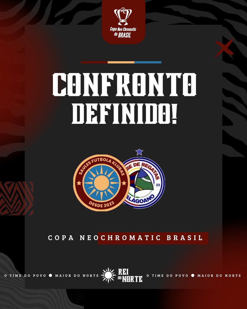 Confronto definido na Copa NeoChromatic Brasil! 🔴🟡

Nosso desafio será diante do <a href="/PescariaCRA/">CRA</a>. VAAAAAAAMO! 🔥

#ReiDoNorte