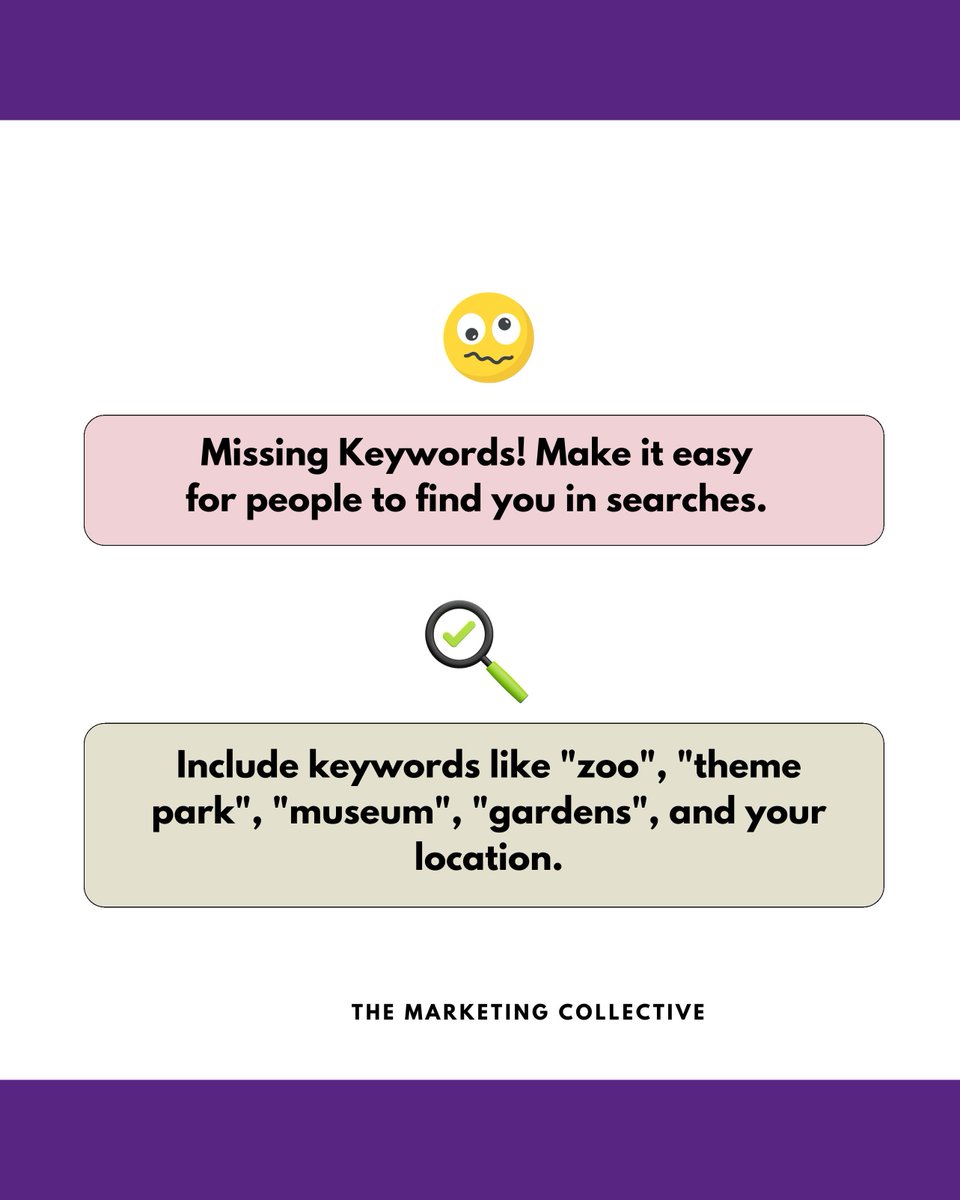 Don't let your Instagram bio be a visitor turn-off! 🙅‍♀️

Your Instagram bio is your shop window, it's the first impression many potential visitors will have of your attraction. Don't let it be a wasted opportunity! 

Avoid these common mistakes that could be turning visitors away!