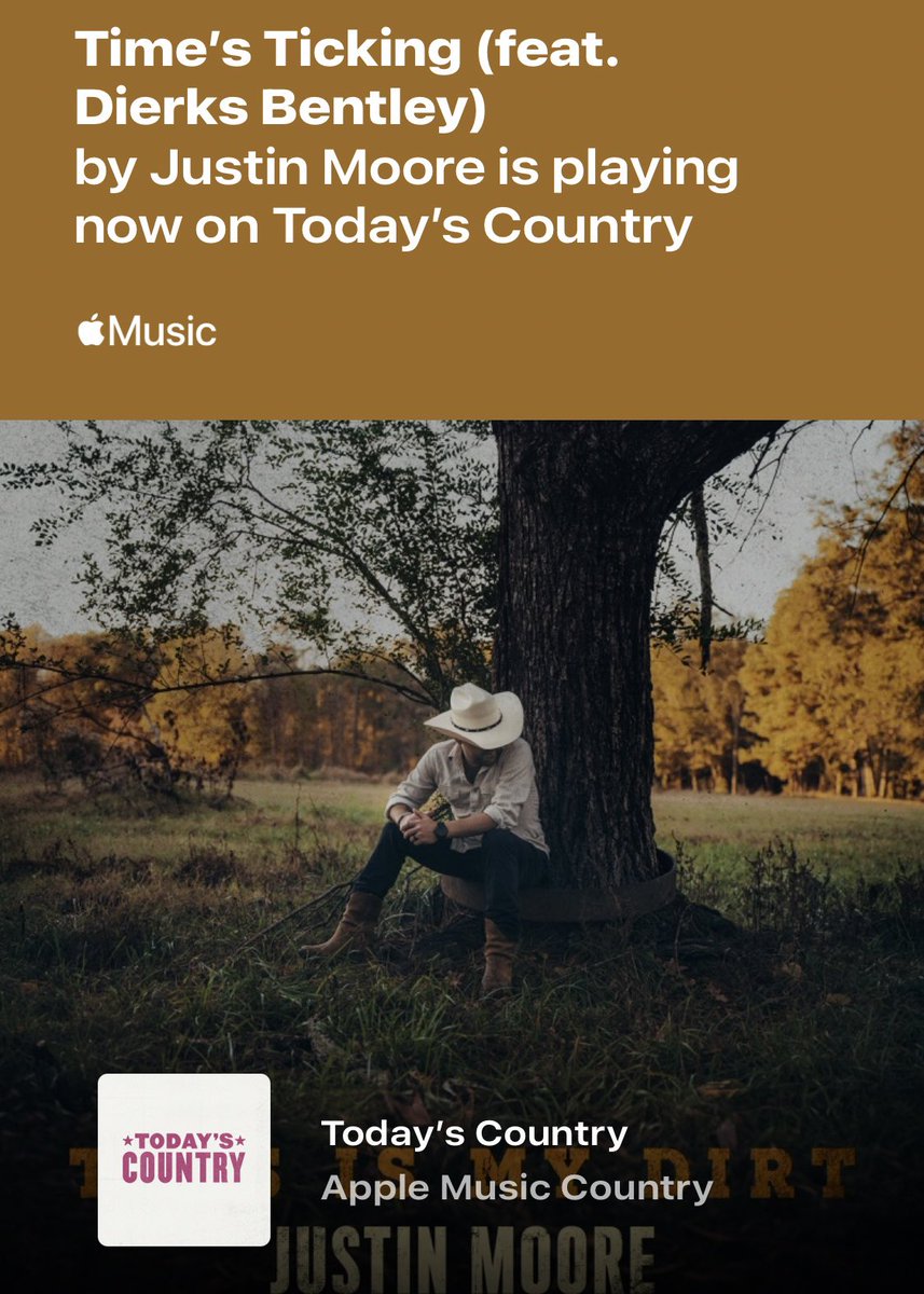 Justin Moore (@justincolemoore) on Twitter photo Thank you <a href="/AppleMusic/">Apple Music</a> for adding Time’s Ticking to Today’s Country playlist, <a href="/DierksBentley/">Dierks Bentley</a> and I appreciate it!
artists.apple.com/i/ADmoQQCTRanC… Thank you <a href="/AppleMusic/">Apple Music</a> for adding Time’s Ticking to Today’s Country playlist, <a href="/DierksBentley/">Dierks Bentley</a> and I appreciate it!
artists.apple.com/i/ADmoQQCTRanC…