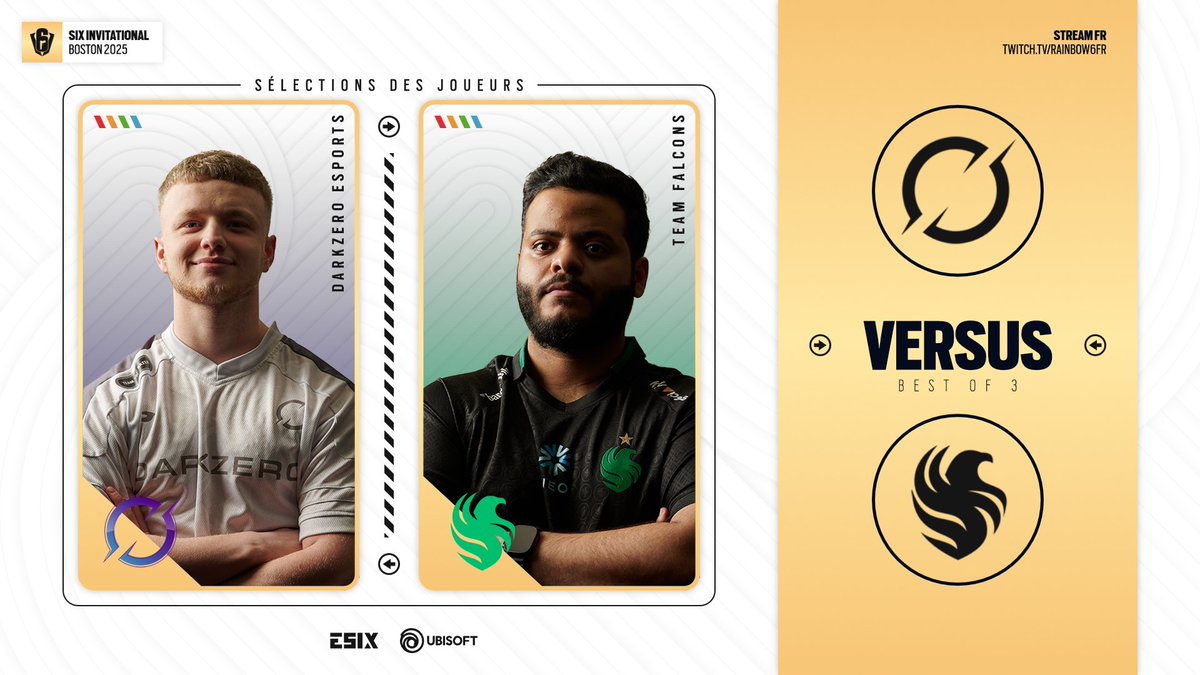 Un nouvel exploit pour <a href="/FalconsEsport/">Falcons Esports</a> ? Son dernier adversaire du jour est <a href="/DarkZeroGG/">DarkZero</a> ! #SixInvitational 

🎙️ <a href="/notFuZeAL/">Antoine</a> &amp; <a href="/Jerhal30/">Jerhal</a> 
📺 twitch.tv/esix_france
