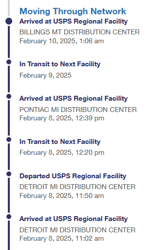 kallyone's tweet image. USPS at work. Thanks @USPS but I am in Michigan and so was my package. @USPSHelp