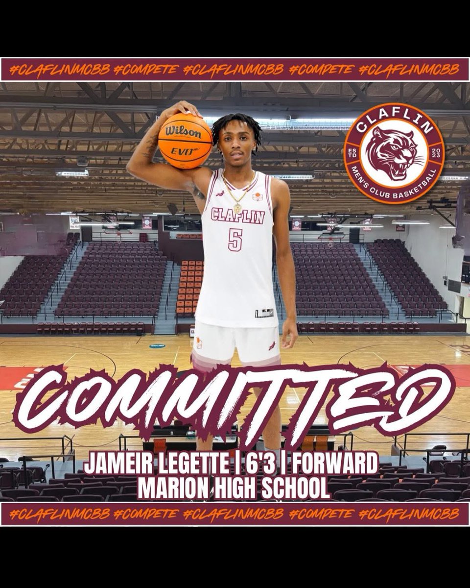Marion High School Men's Basketball (SC) (@swampfoxmbb) on Twitter photo Congrats to our leaders in the class of 2025 6’5 Wing Tahj Lathon <a href="/lathon_tahj/">Tahj Lathon</a> & 6’2 Wing Jameir Legette <a href="/jameir_legette/">Jameir Legette</a> on their commitment to Claflin University❗️
God is the GREATEST🙏🏽
“That work gone WORK” 🗣️
#BELIEVE🦊🏀 Congrats to our leaders in the class of 2025 6’5 Wing Tahj Lathon <a href="/lathon_tahj/">Tahj Lathon</a> & 6’2 Wing Jameir Legette <a href="/jameir_legette/">Jameir Legette</a> on their commitment to Claflin University❗️
God is the GREATEST🙏🏽
“That work gone WORK” 🗣️
#BELIEVE🦊🏀