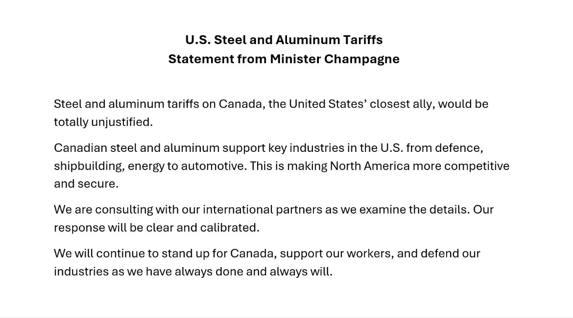 My statement on U.S. steel and aluminum tariffs: