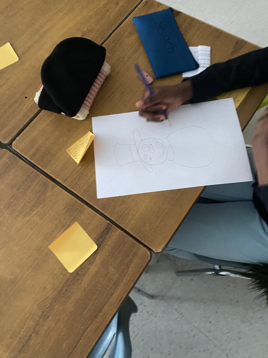 On écoute et on dessine. It’s the dead of winter and Ss decided to beat winter blues by doing directed drawing in French of a snowman and a winter tree today. <a href="/PVanier_DPCDSB/">Pauline Vanier Catholic ✝️ Elementary School</a>