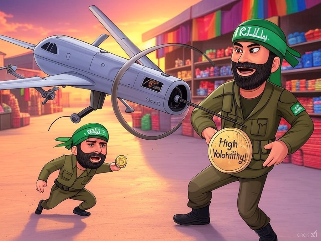 twogayhamas's tweet photo. This coin's volatility? More thrilling than dodging IDF drones! #rainbowjihad https://t.co/3ZPHAiLc8x