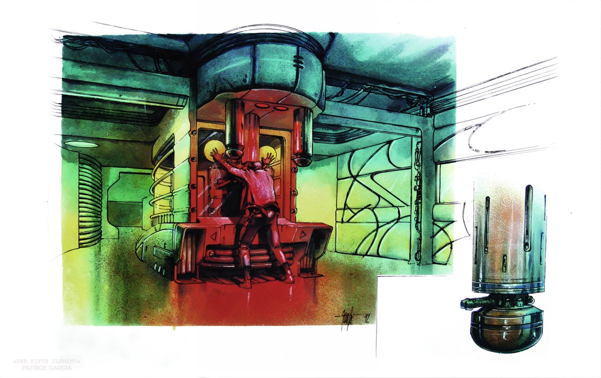 Check-in booth #conceptart I made in 1992 for the movie The #fifthelement It needed a security system for #multipass denial 💳❌