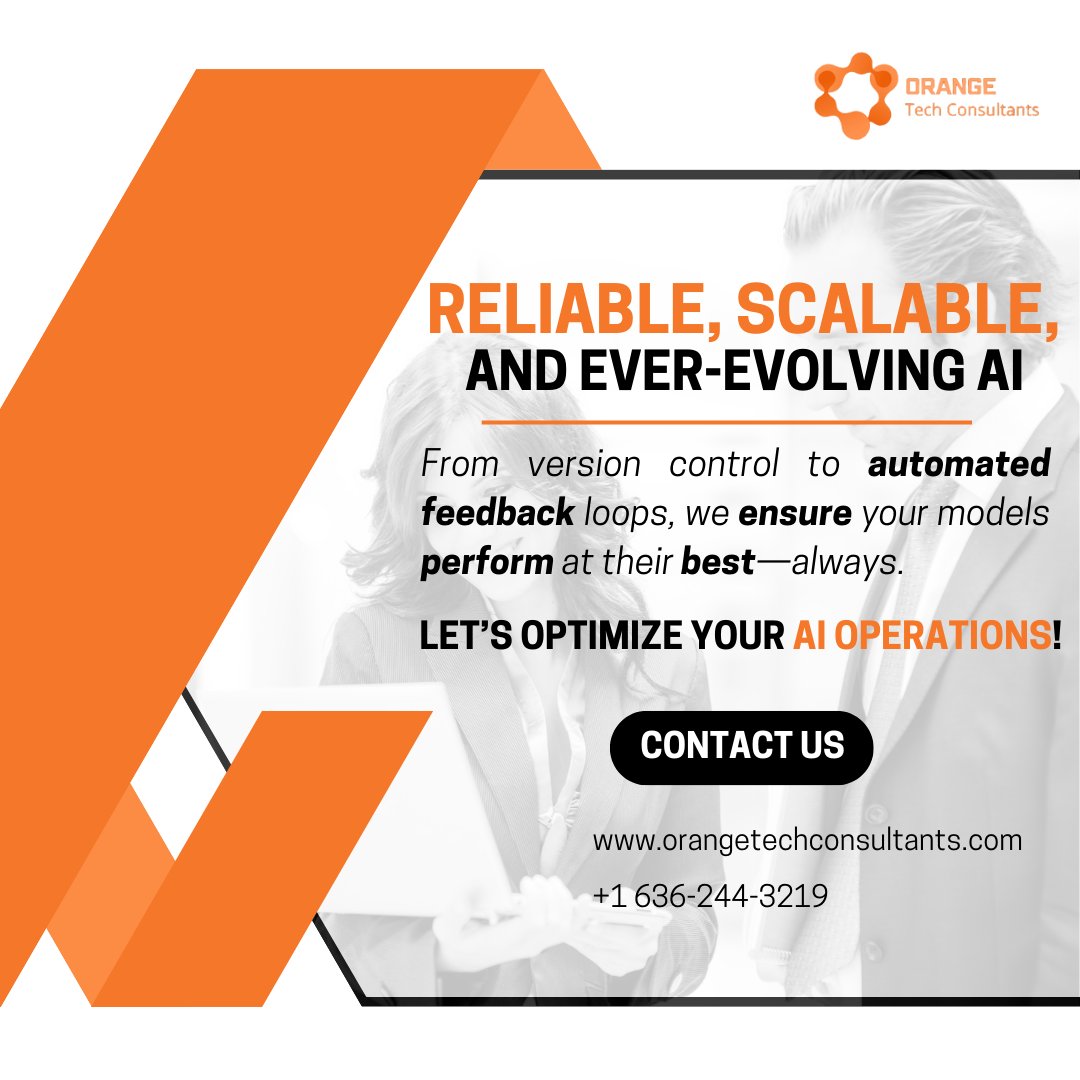 OTechConsults's tweet photo. AI that grows with your business. 📈 Our MLOps solutions at Orange Tech Consultants guarantee smooth integration, scalability, and continuous optimization for long-term success. Let’s innovate together! 🤖✨
#AiGrowth #techconsultant #Innovatetogether https://t.co/66XgaGRLYh