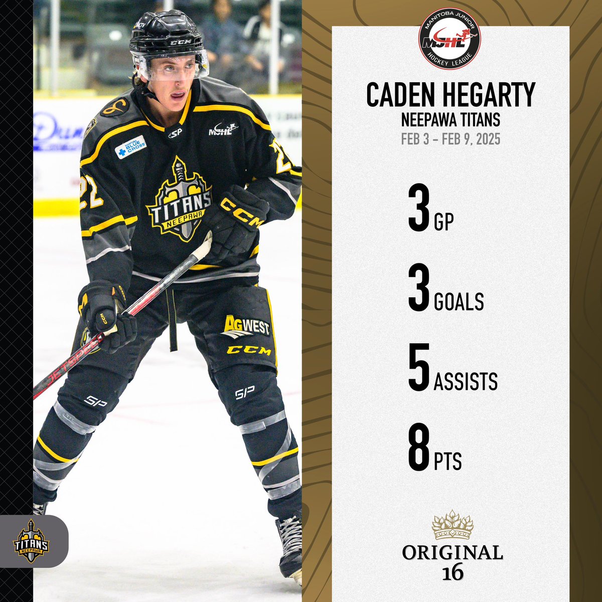 MJHL (@mjhlhockey) on Twitter photo Caden Hegarty (05’) of the <a href="/MJHLTitans/">Neepawa Titans</a> has earned himself an MJHL Star of the Week!
Hegarty enjoyed three straight games with 2 or more points which included a pair of games with 1 goal and 2 assists. Hegarty’s performance helped the Titans pick up 4 of 6 points last week, as Caden Hegarty (05’) of the <a href="/MJHLTitans/">Neepawa Titans</a> has earned himself an MJHL Star of the Week!
Hegarty enjoyed three straight games with 2 or more points which included a pair of games with 1 goal and 2 assists. Hegarty’s performance helped the Titans pick up 4 of 6 points last week, as