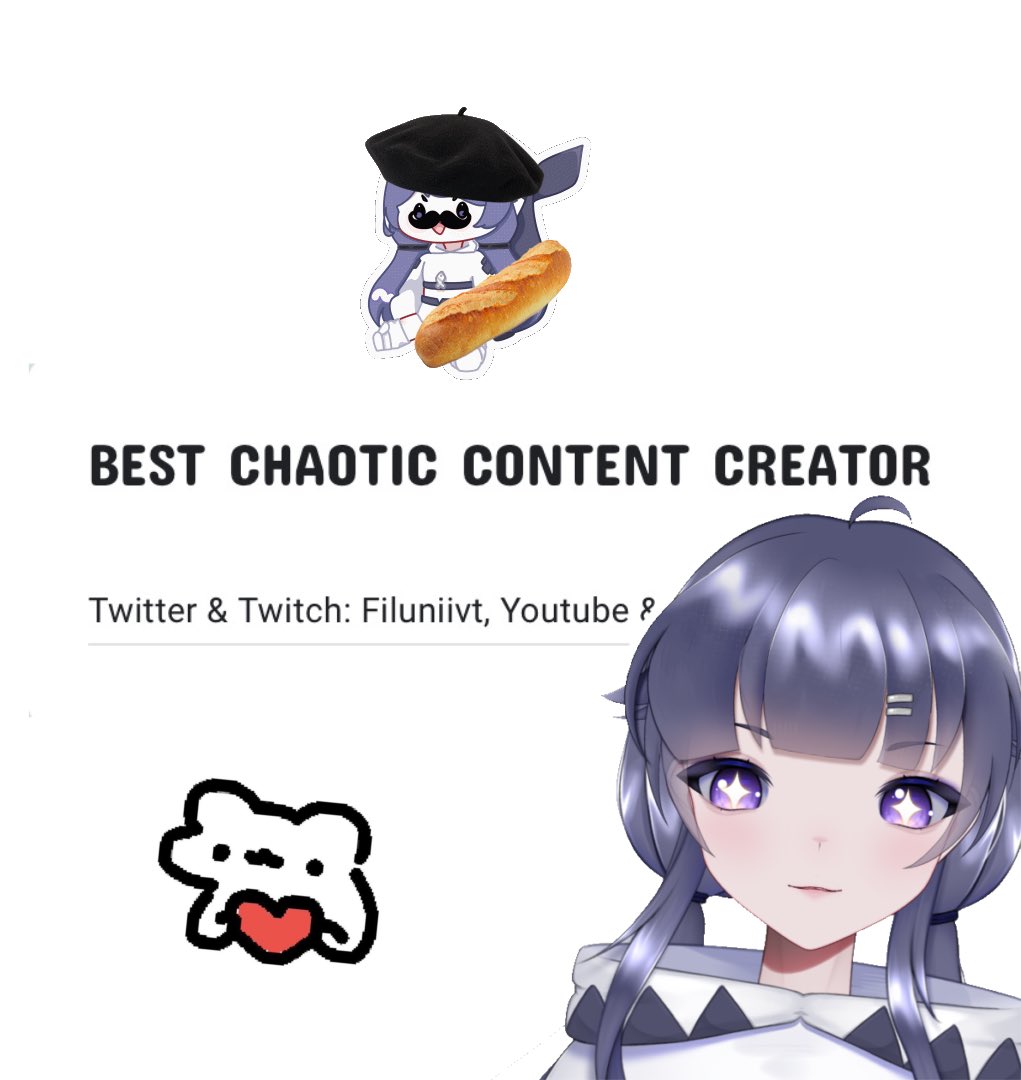 filunie_'s tweet photo. I planned on voting while streaming but im really sick unfortunately :’D

Heres an idea tho for best chaotic vtuber, watcha theenk? 👀 https://t.co/9xd3DLCZ1E