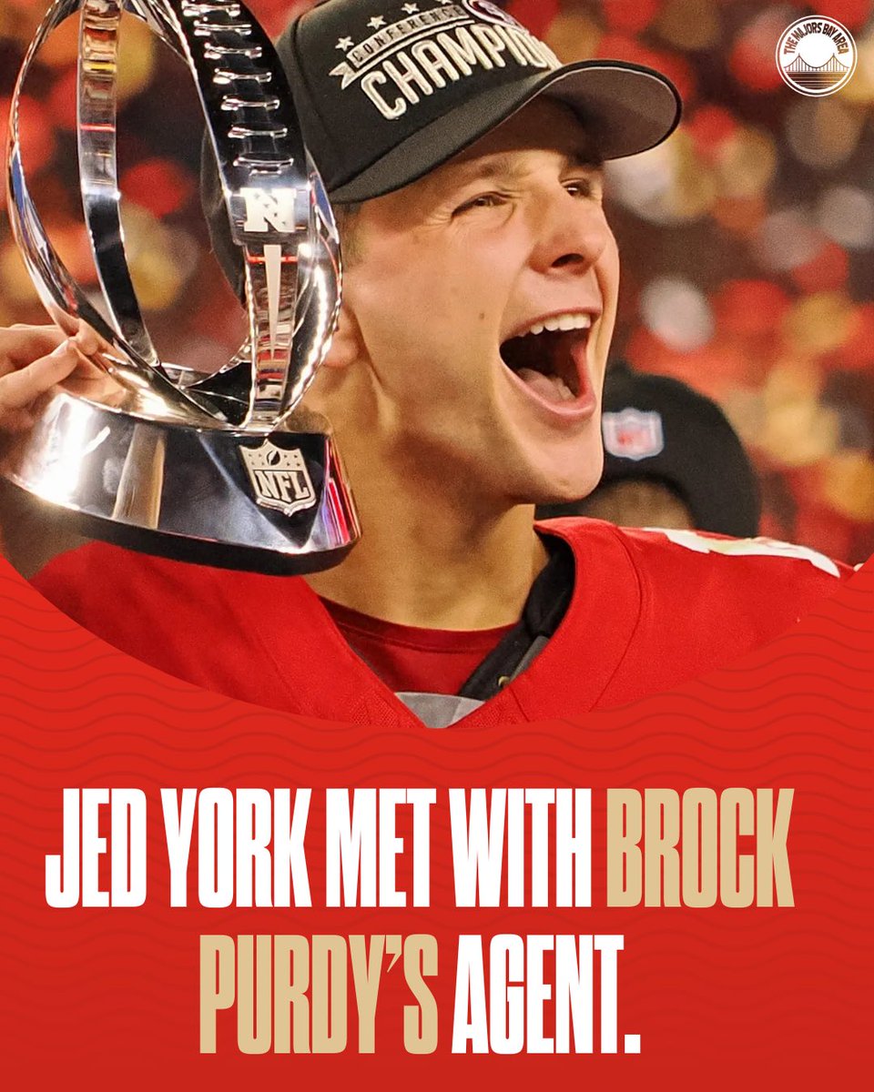 TMSNXBayArea415's tweet photo. 49ers owner Jed York has reportedly met with Brock Purdy’s agent in an effort to keep the QB in San Francisco. 

Via the AP https://t.co/wQHfKj1d83