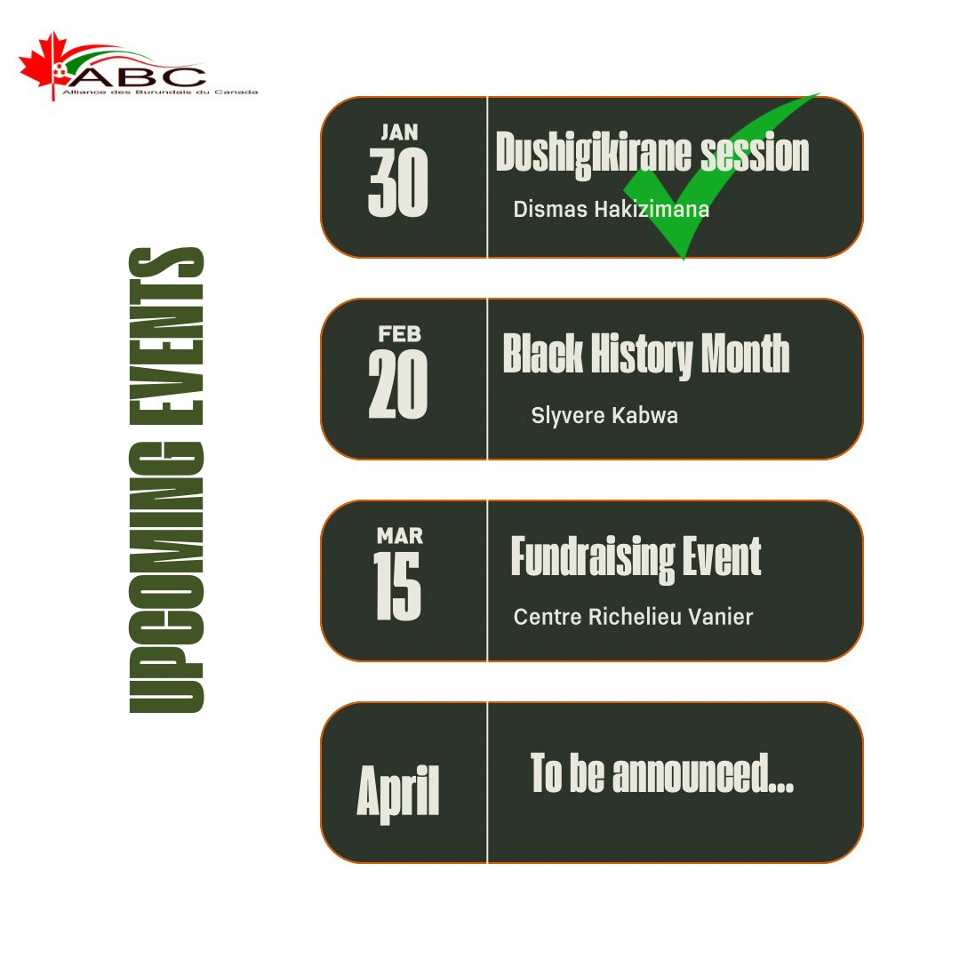 Événements à venir - Upcoming events