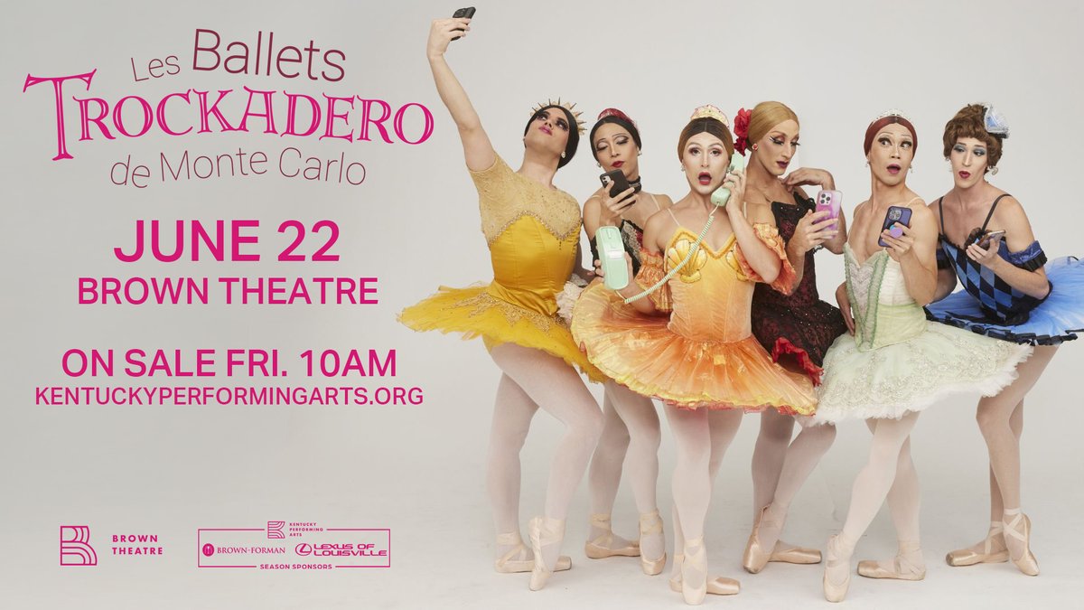 The Brown Theatre (@thebrowntheatre) on Twitter photo 📣 JUST ANNOUNCED 📣 <a href="/kyperformingart/">Kentucky Performing Arts</a> presents Les Ballets Trockadero de Monte Carlo at <a href="/thebrowntheatre/">The Brown Theatre</a> Sunday, June 22! 🎟️Tickets on sale this Friday at 10AM: bit.ly/KPATrocks. 📣 JUST ANNOUNCED 📣 <a href="/kyperformingart/">Kentucky Performing Arts</a> presents Les Ballets Trockadero de Monte Carlo at <a href="/thebrowntheatre/">The Brown Theatre</a> Sunday, June 22! 🎟️Tickets on sale this Friday at 10AM: bit.ly/KPATrocks.