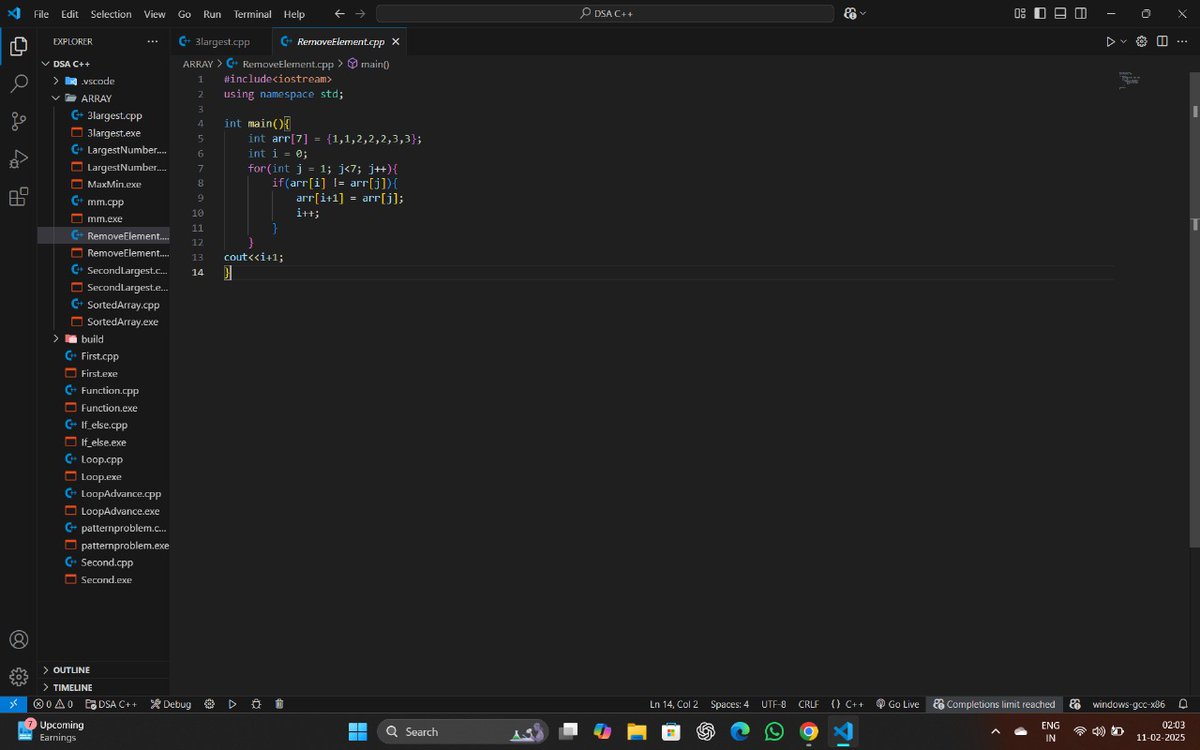 GautamPrataap's tweet image. Day 6
Learn DSA in CPP
Find the largest three elements in an array.
Remove the repeated element in an array.
#DSA
#Codeproblems