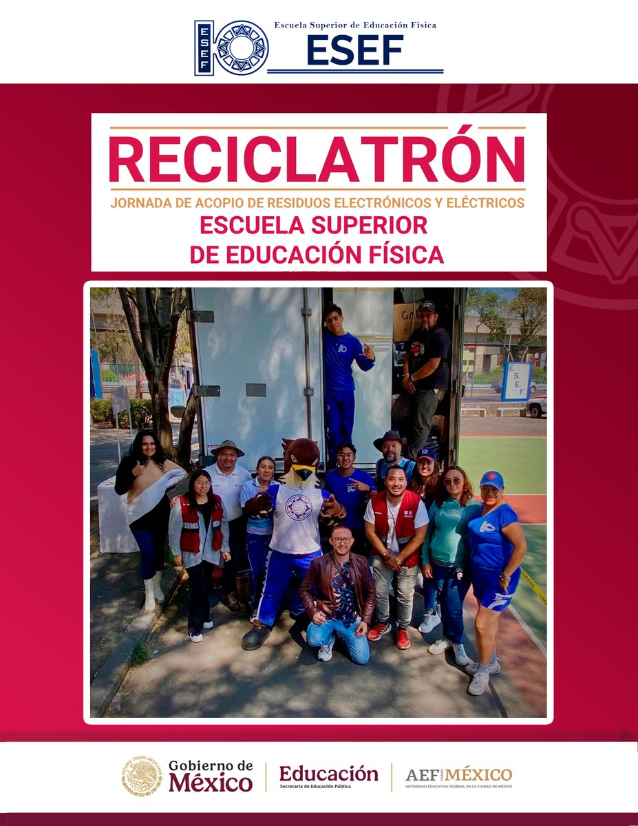 redesesefcdmx's tweet photo. @redesesefcdmx GRACIAS POR SU PARTICIPACIÓN EN EL RECICLATRÓN JORNADA DE ACOPIO DE RESIDUOS ELECTRÓNICOS Y ELÉCTRICOS EN LA ESCUELA SUPERIOR DE EDUCACIÓN FÍSICA https://t.co/kFwvqp3Xxu