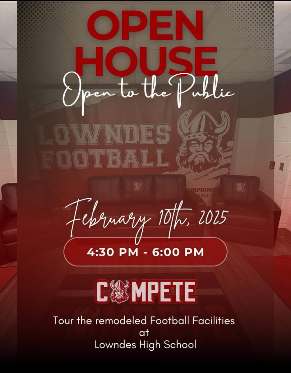 Come check the facility upgrades. Open to everyone. Field house front doors will be open. Hope to see you there.