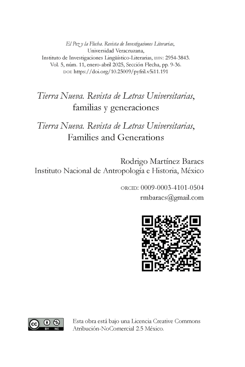 Flecha
Rodrigo Martínez Baracs.
Tierra Nueva, familias y generaciones
elpezylaflecha.uv.mx/index.php/elpe…