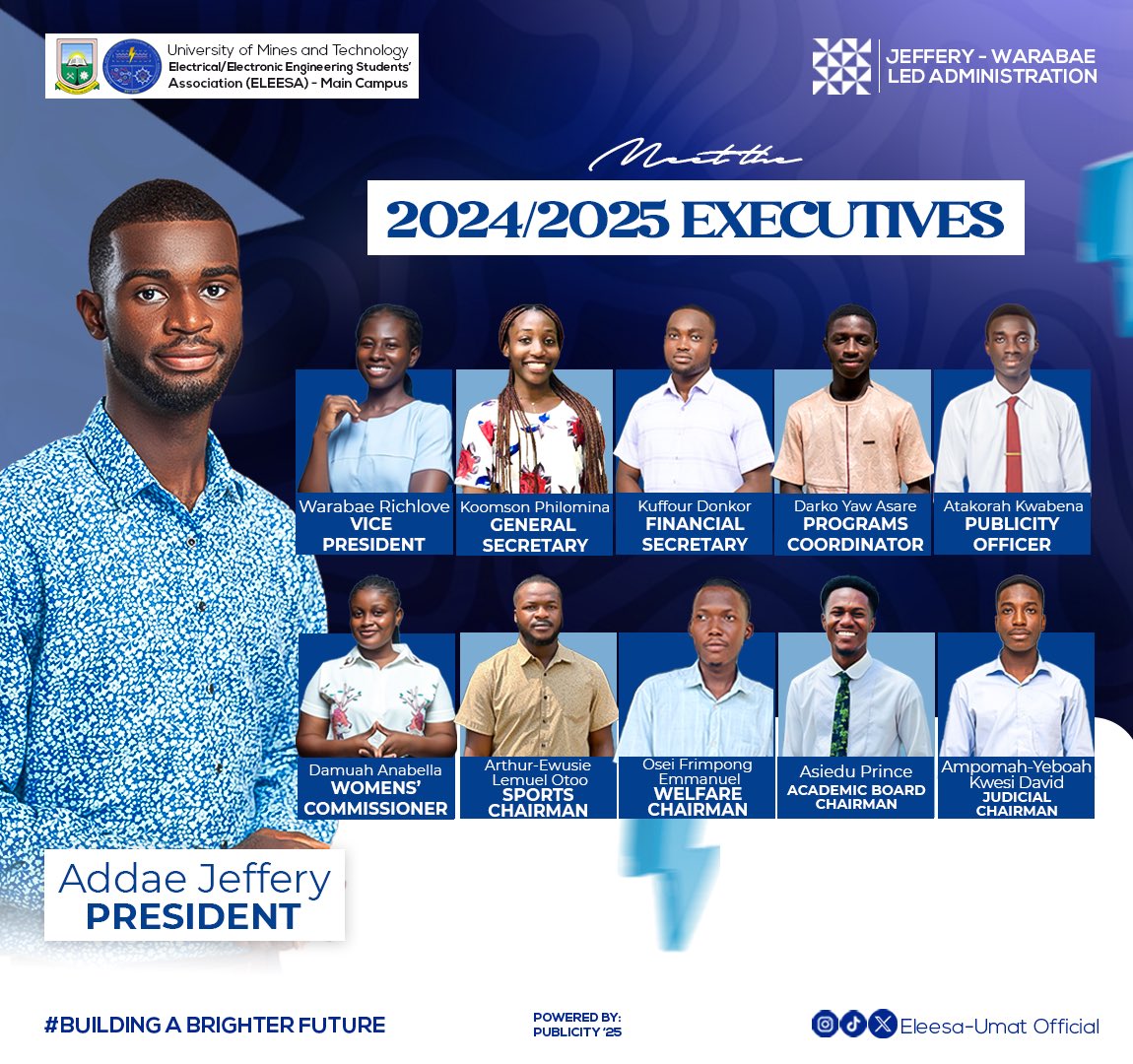 eleesa2021's tweet photo. ELEESA proudly presents its 2024/2025 executives!
With diverse roles and a shared vision, this team is wired to innovate, collaborate, and build a brighter future with you!💡✨  
#BuildingABrighterFuture
#ELEESA https://t.co/dalUlW4Cku